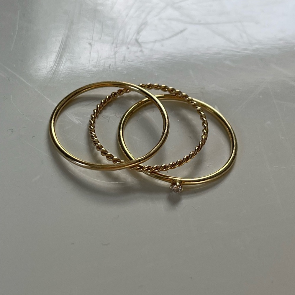 Vrai & Oro 14K Solid Gold Skinny Stacking Rings